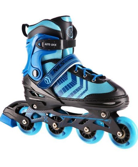 NH18192A 4w1 CZARNO-NIEBIESKIE ROZM. L(39-43) ŁYŻWOROLKI Z WYM. PŁ. HOKEJOWĄ NILS EXTREME