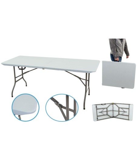 STÓŁ CATERINGOWY SKŁADANY W WALIZKĘ 180x70CM MAX.100KG BIAŁY