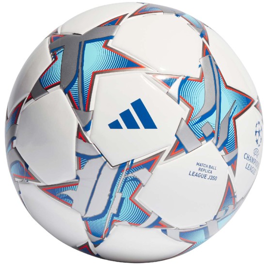 Piłka Adidas UCL Junior 350 League 23/24 Group Stage Kids biało-niebieska IA0941