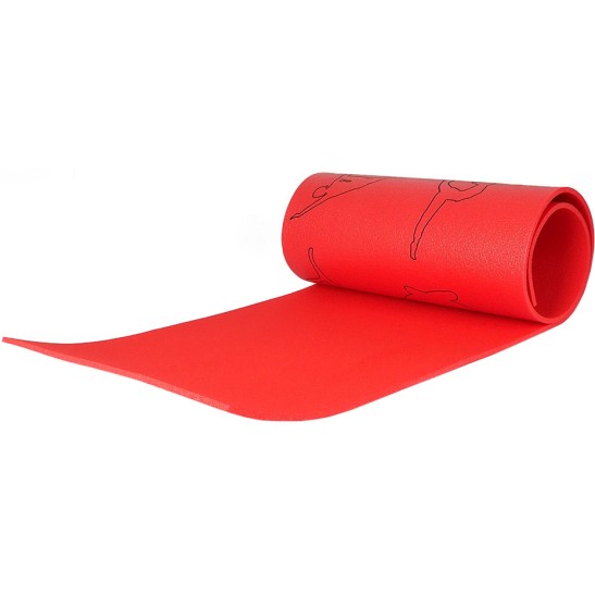 Mata JP 180x50x0,8 cm XLPE+HDPE (czarny yoga) czerwona