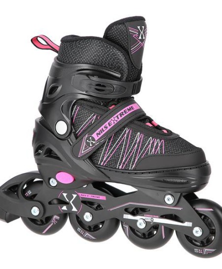 NH11912 A 2w1 BLACK/PINK ROZM. S(31-34) ŁYŻWOROLKI Z WYM. PŁ. HOKEJOWĄ NILS EXTREME