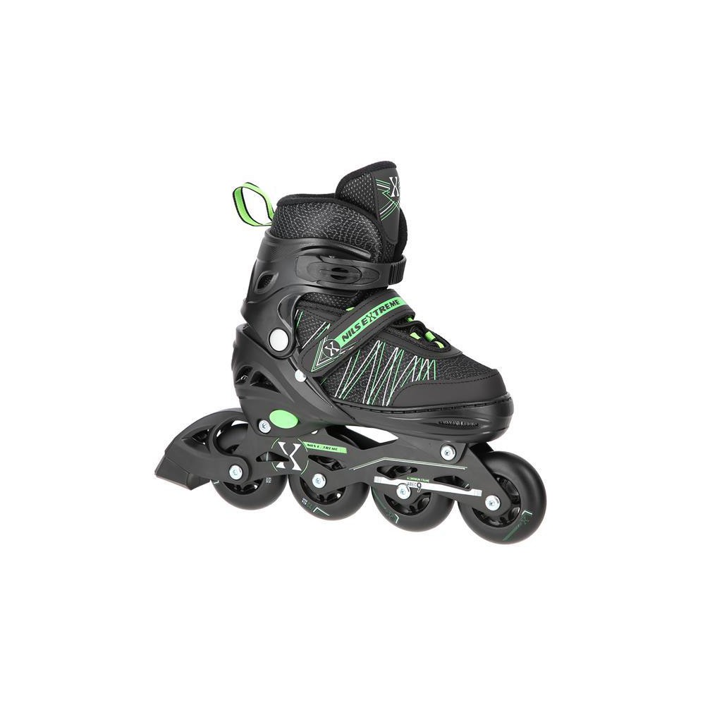 NH11912 A 2w1 BLACK/GREEN ROZM. L(39-42) ŁYŻWOROLKI Z WYM. PŁ. HOKEJOWĄ NILS EXTREME