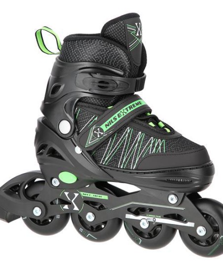 NH11912 A 2w1 BLACK/GREEN ROZM. L(39-42) ŁYŻWOROLKI Z WYM. PŁ. HOKEJOWĄ NILS EXTREME
