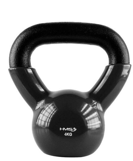 KNV04 BLACK KETTLEBELL ŻELIWNY POKRYTY WINYLEM HMS