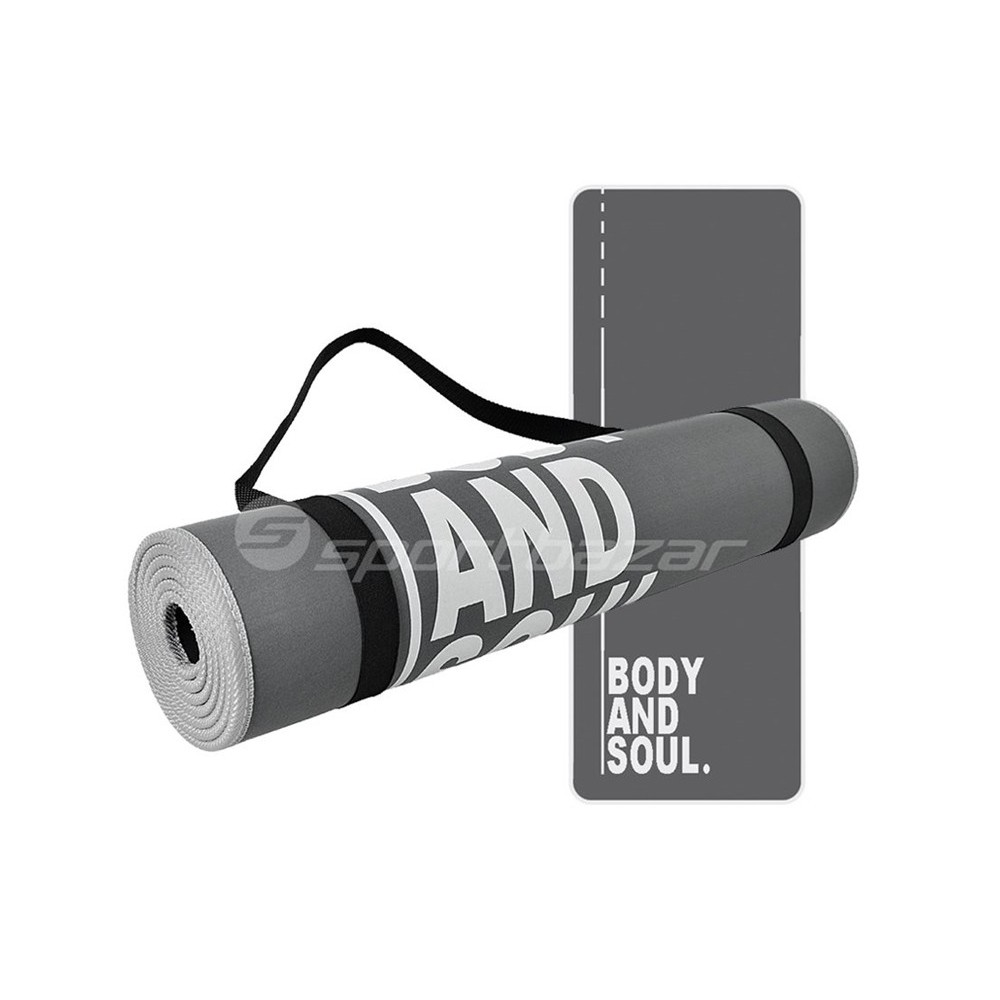 MATA DO ĆWICZEŃ PROFIT BODY AND SOUL Z UCHWYTEM 180x60x0,6cm szara /DK 705-N