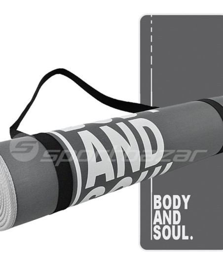 MATA DO ĆWICZEŃ PROFIT BODY AND SOUL Z UCHWYTEM 180x60x0,6cm szara /DK 705-N