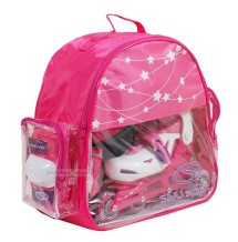 Zestaw COMBO PINK LED: 2w1 wrotki rolkI regulowane + kask + ochraniacze + torba