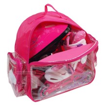 Zestaw COMBO PINK LED: 2w1 wrotki rolkI regulowane + kask + ochraniacze + torba