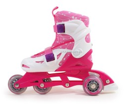 Zestaw COMBO PINK LED: 2w1 wrotki rolkI regulowane + kask + ochraniacze + torba