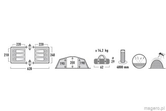 NAMIOT HIGH PEAK TAURIS 6 osobowy ciemno szary 11562   KURIER GRATIS !!!!