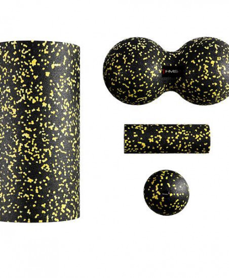 FSBM04 BLACK-YELLOW SET ZESTAW DO MASAŻU WAŁKI/PIŁKI(4 szt) HMS 
