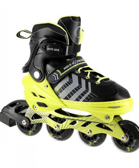 NH18192 4w1 CZARNO-ZIELONY ROZM.L(39-43) ŁYŻWOROLKI Z WYM. PŁ. HOKEJOWĄ NILS EXTREME