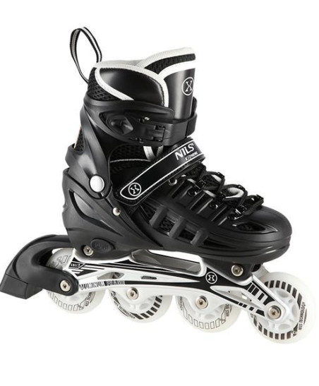 NH10905 4w1 CZARNE LED ROZM. L(39-42)  ŁYŻWOROLKI Z WYM. PŁOZĄ HOKEJOWĄ NILS EXTREME 