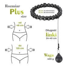 HHW12 BLACK HULA HOP Z WYPUSTKAMI I OBCIĄŻNIKIEM HMS