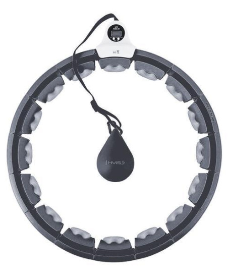 HHW06 BLACK HULA HOP Z WYPUSTKAMI I OBCIĄŻNIKIEM + LICZNIK HMS