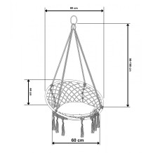 
						Hamak ażurowy fotel wiszący 80x60cm z poduszką szary
					