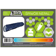 
						Śpiwór mumia Nepal 210X80x50cm granatowy Enero Camp
					